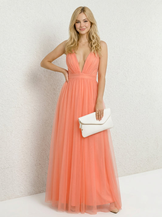 LiaVoss | Vestido largo Lumière en color coral