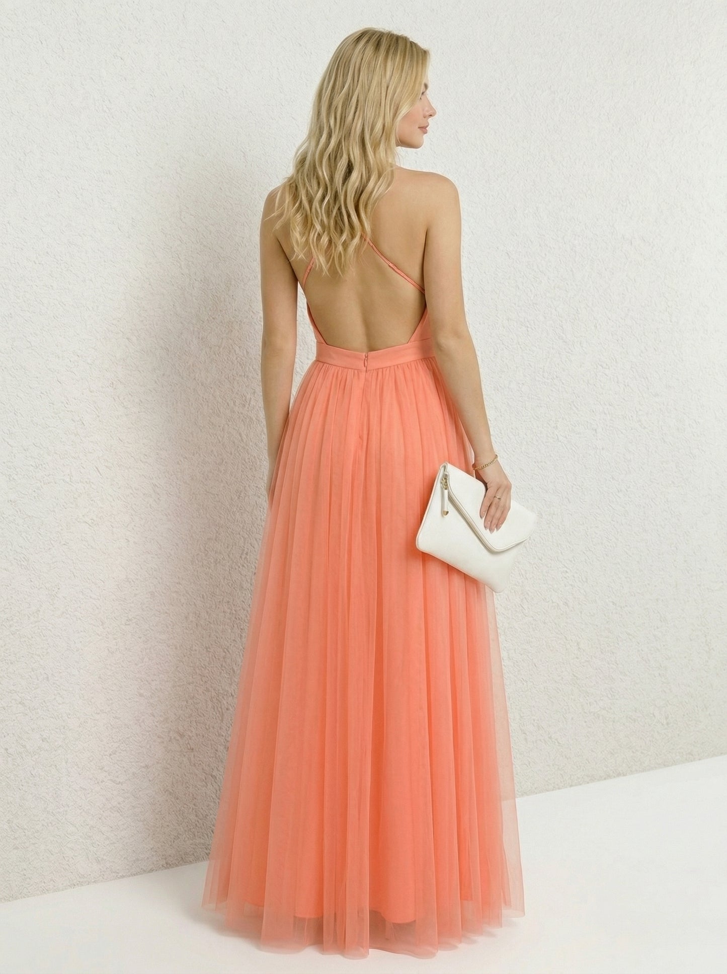 LiaVoss | Vestido largo Lumière en color coral