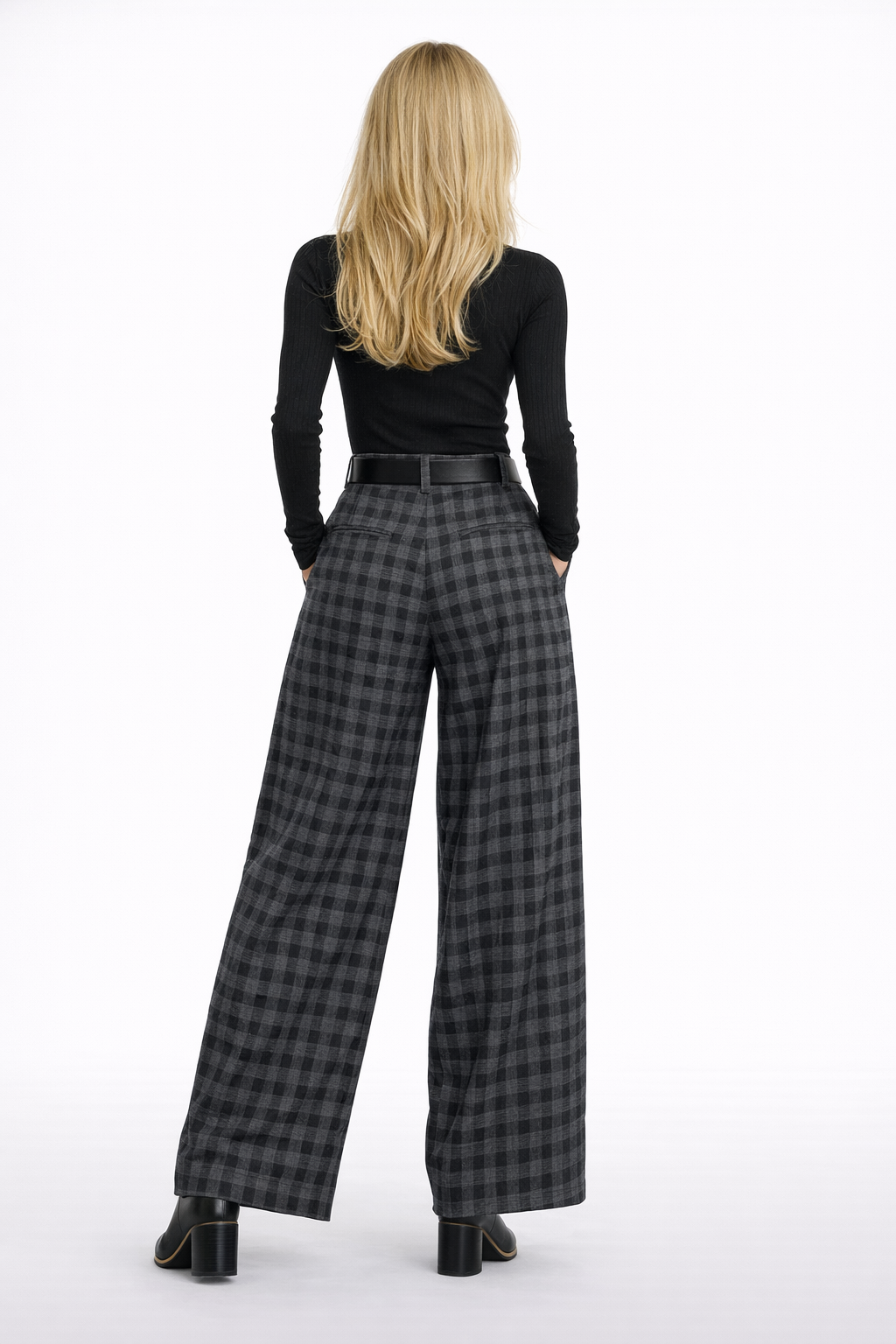Pantalón LiaVoss Palazzo de Cuadros Gris