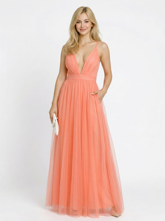 LiaVoss | Vestido largo Lumière en color coral