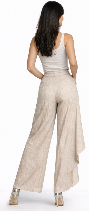 Pantalón Palazzo Elegante Asimétrico con Botones LiaVoss