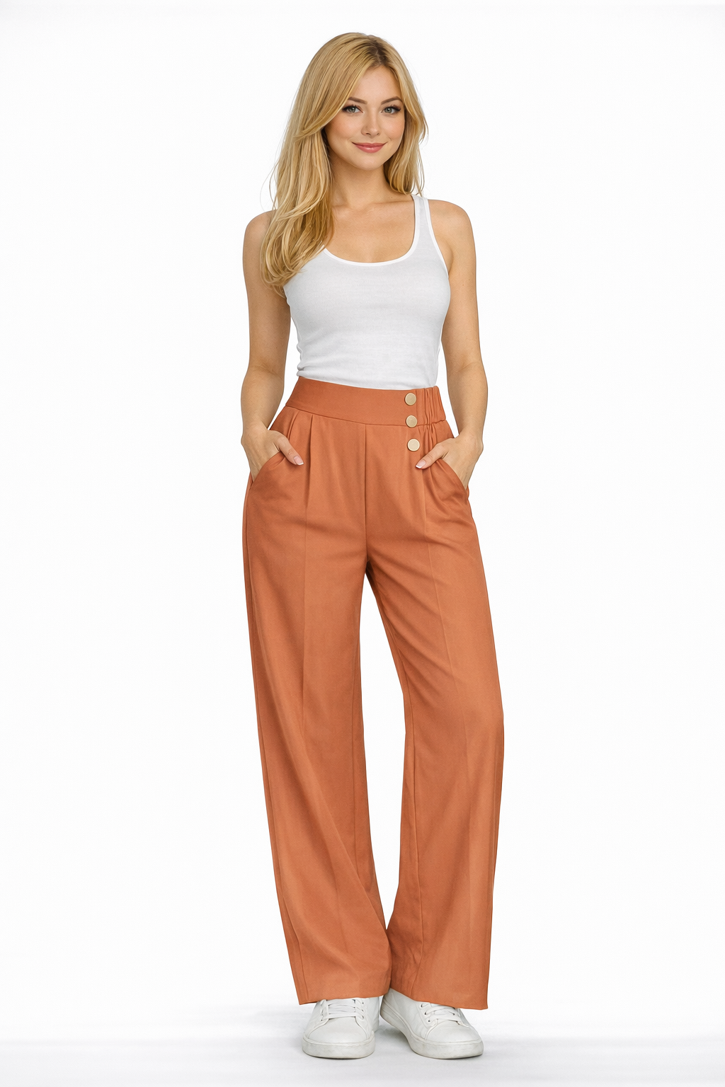 Pantalón de Pierna Ancha Cintura Alta  LiaVoss