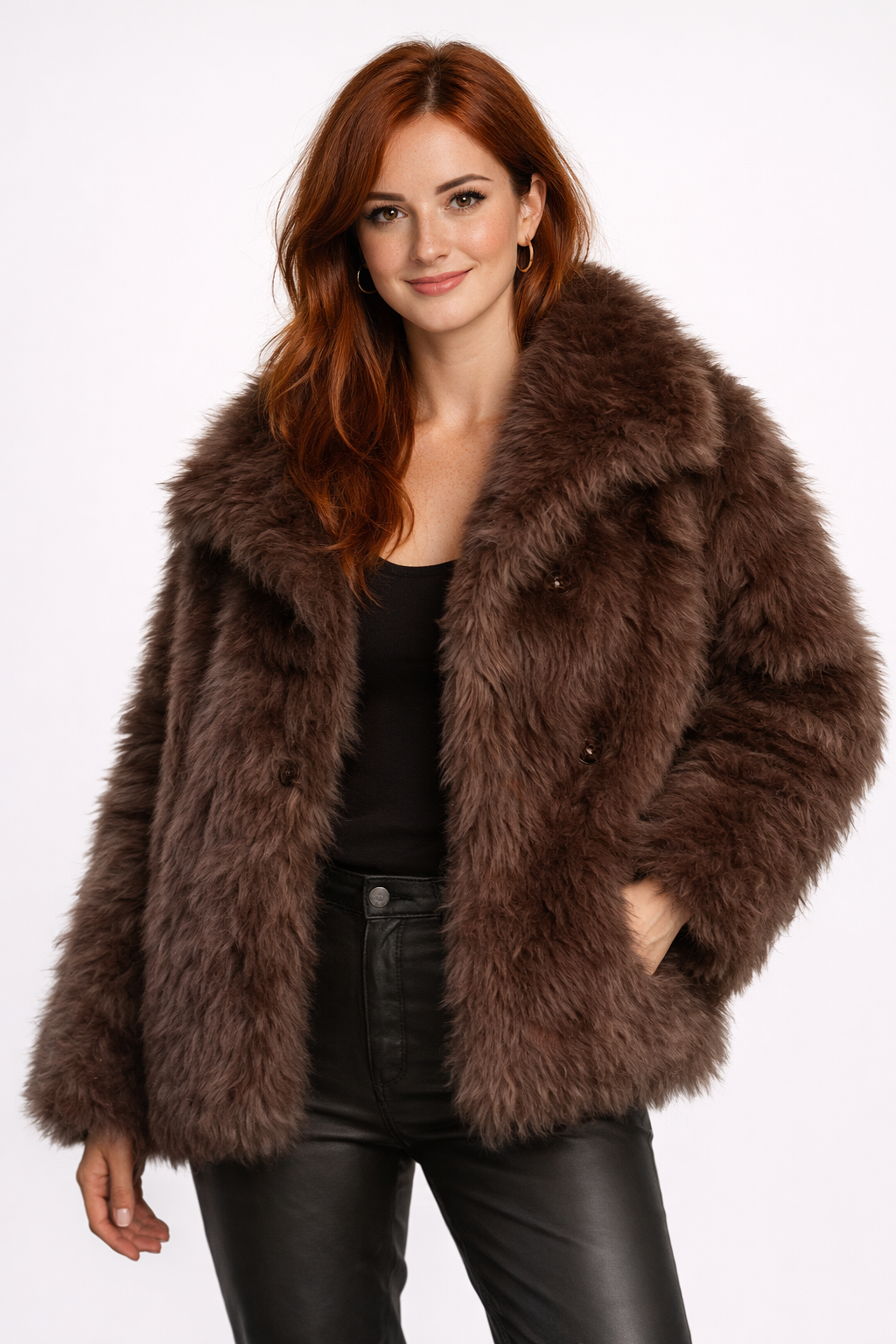 Chaqueta LiaVoss de Pelo Sintético con Corte Oversize